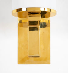 Pair of Brass & Opaline Glass Sconces by Jean Perzel