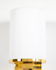 Pair of Brass & Opaline Glass Sconces by Jean Perzel