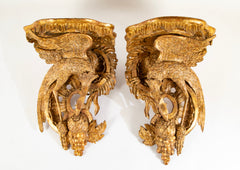 Pair of George II Style Carved Giltwood Wall Brackets