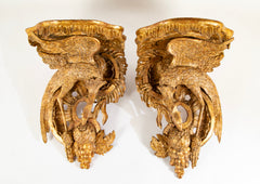 Pair of George II Style Carved Giltwood Wall Brackets