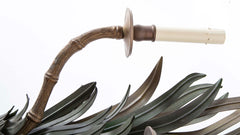 A Pair of Painted Tole and Brass Faux Bamboo Form Wall Sconces