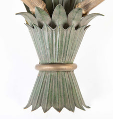 A Pair of Painted Tole and Brass Faux Bamboo Form Wall Sconces