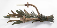 A Pair of Painted Tole and Brass Faux Bamboo Form Wall Sconces