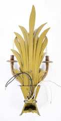 A Pair of Painted Tole and Brass Faux Bamboo Form Wall Sconces