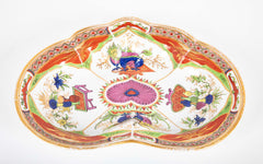 A Dragons in Compartments Scalloped Serving Dish by Chamberlains Worcester