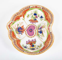 A Dragons in Compartments Scalloped Serving Dish by Chamberlains Worcester