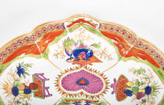 A Dragons in Compartments Scalloped Serving Dish by Chamberlains Worcester