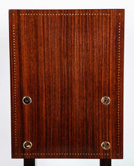 Set of 10 Mahogany Dining Chairs with Brass Medallions by Andre Sornay