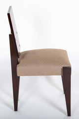 Set of 10 Mahogany Dining Chairs with Brass Medallions by Andre Sornay