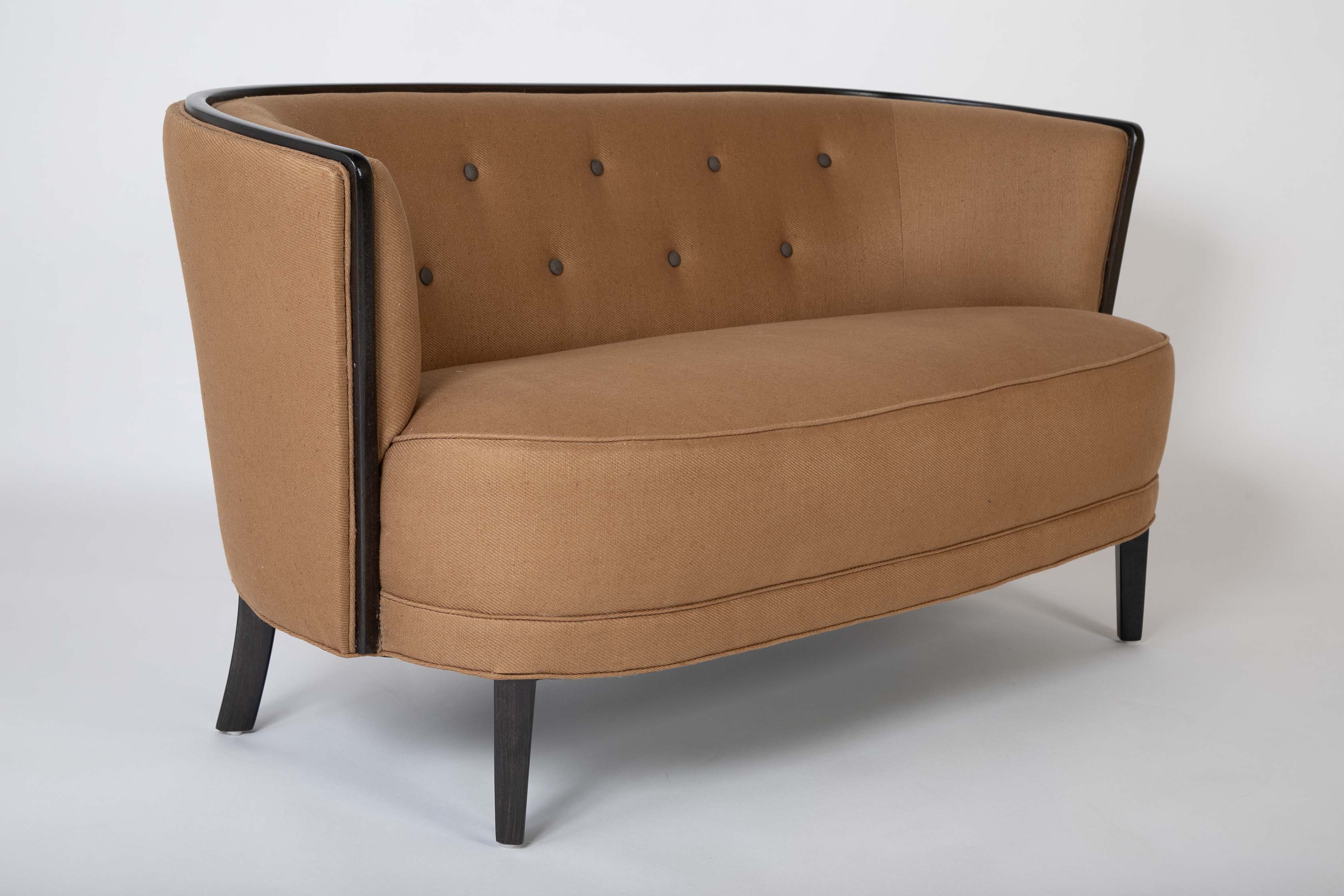 Two Seat Danish Sofa Newly Upholstered in Rogers & Goffigon Fabric