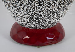 Paul Millet Vermiculated White on Black Ceramic Vase now a Lamp