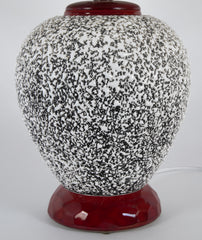 Paul Millet Vermiculated White on Black Ceramic Vase now a Lamp
