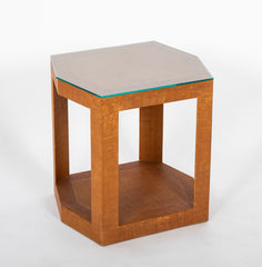 Karl Springer Hexagonal Table with Embossed Leather & Glass Top