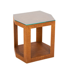 Karl Springer Hexagonal Table with Embossed Leather & Glass Top