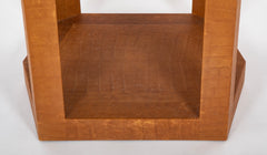 Karl Springer Hexagonal Table with Embossed Leather & Glass Top