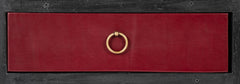 Pair of Red Leather & Wrought Iron Tables After Model of Jean-Michel Frank