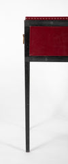 Pair of Red Leather & Wrought Iron Tables After Model of Jean-Michel Frank