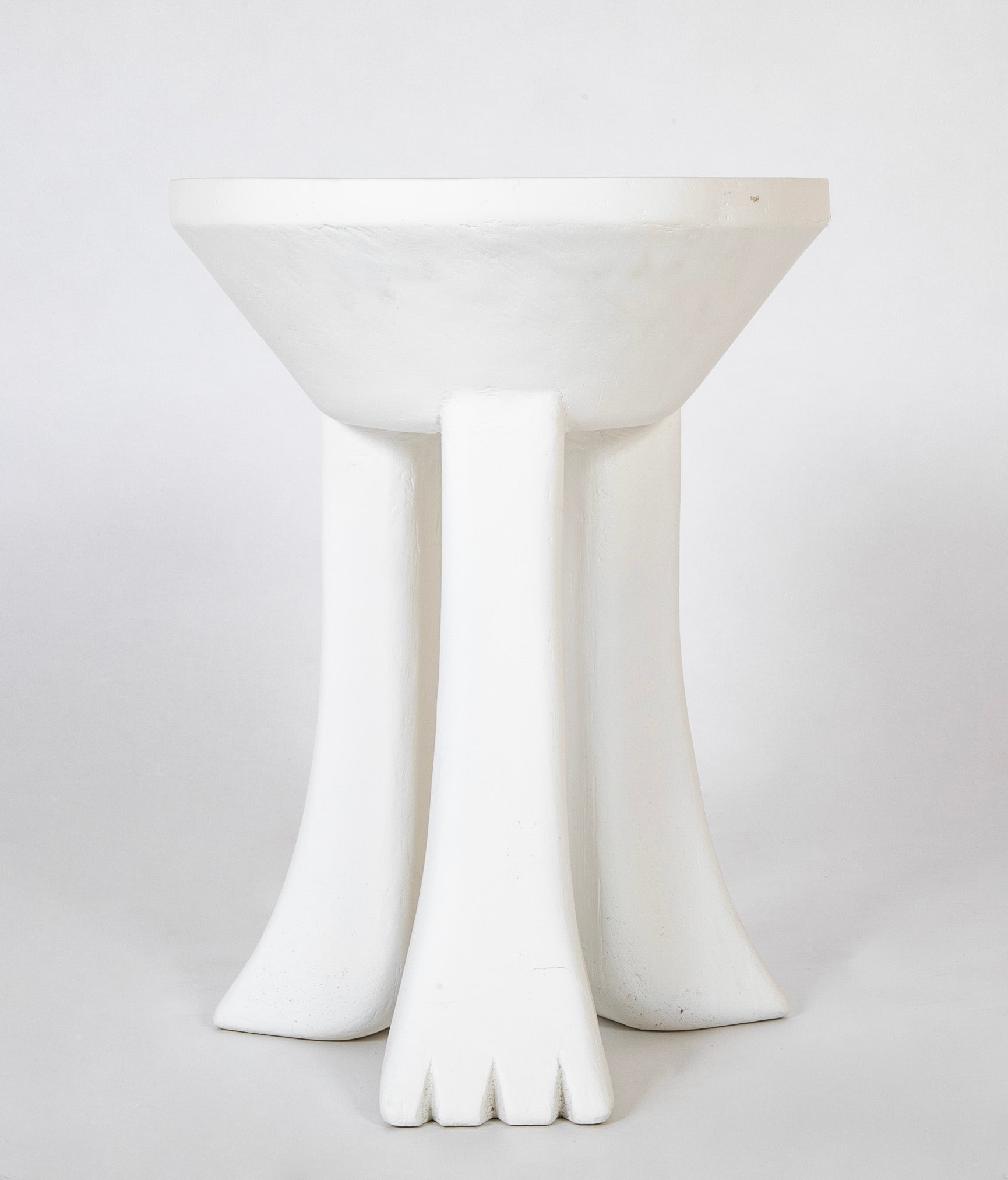 Plastered Fiberglass 3 Legged Table in the Style of John Dickinson