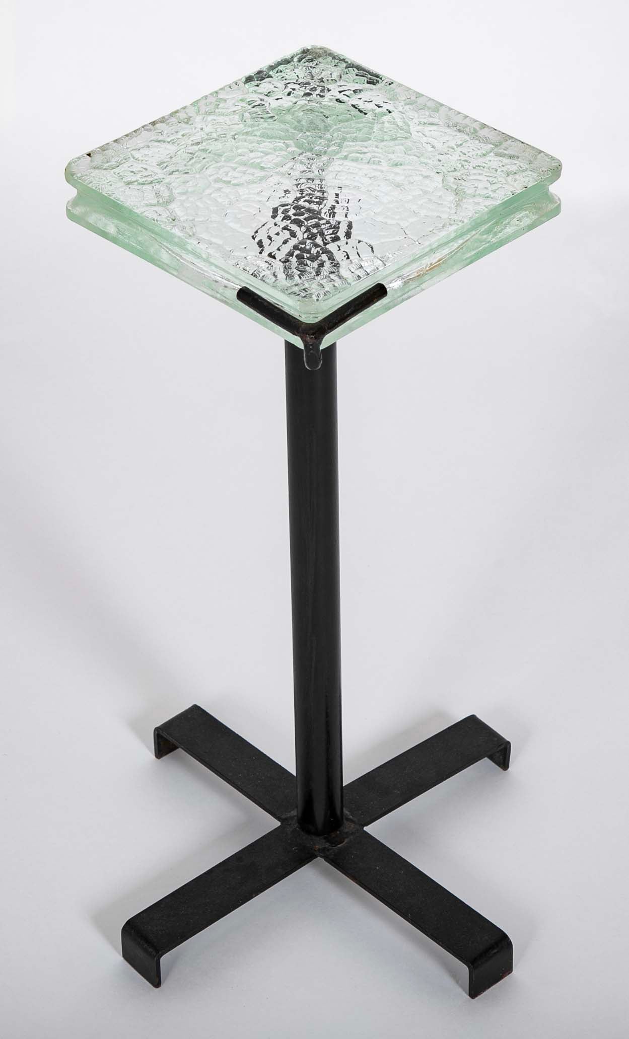 French Iron & Glass Occasional Table in the Style of Jacques Adnet