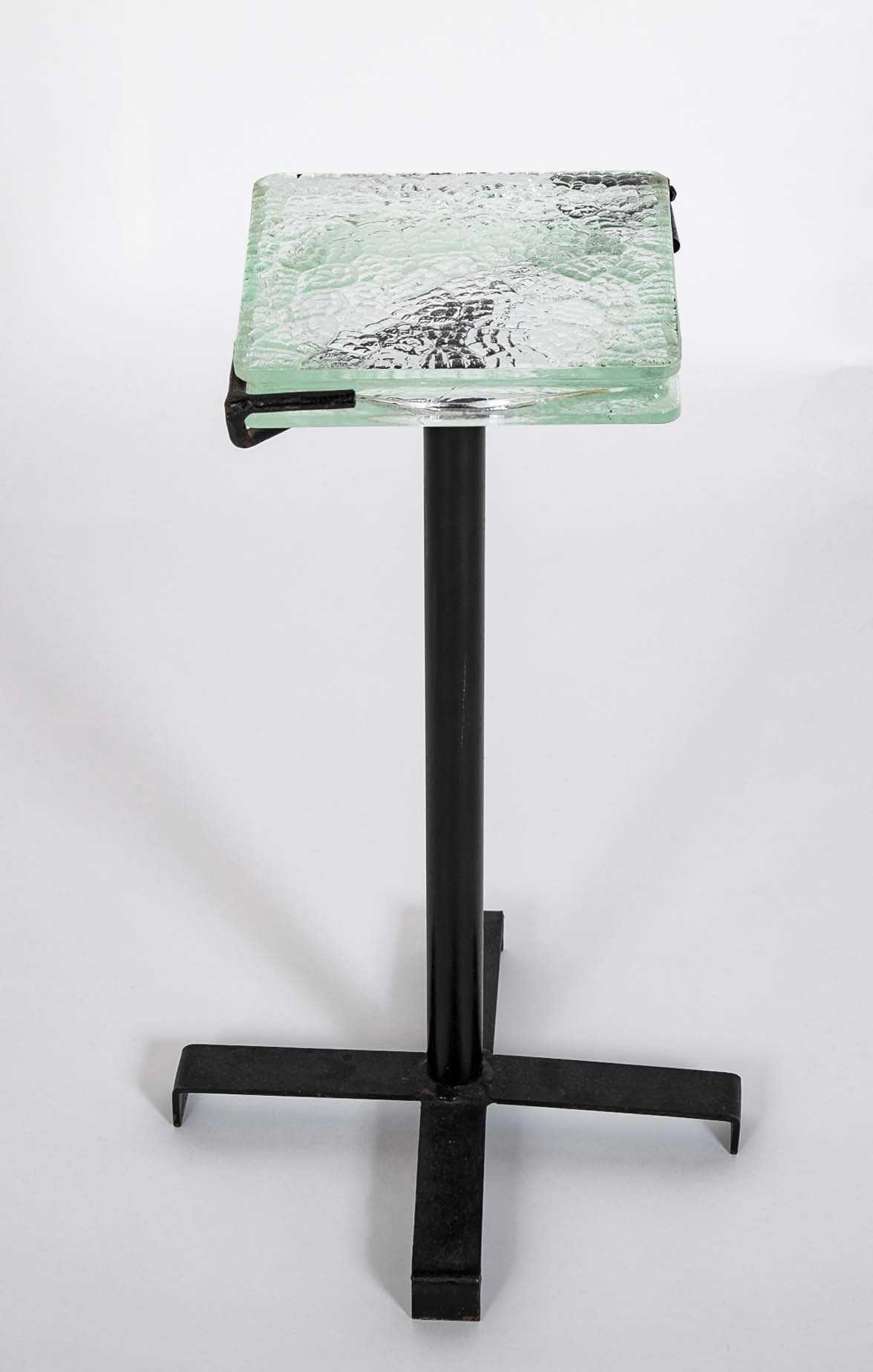 French Iron & Glass Occasional Table in the Style of Jacques Adnet