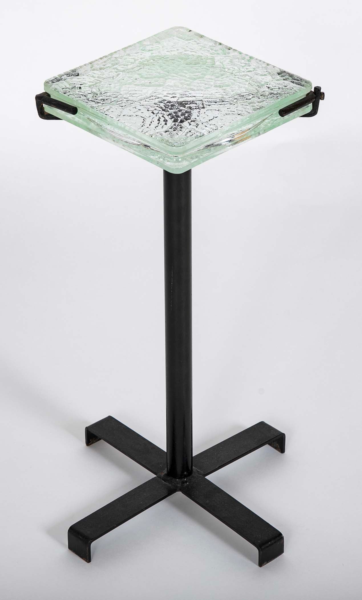 French Iron & Glass Occasional Table in the Style of Jacques Adnet