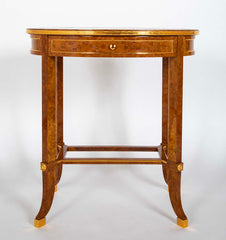 De Coene Freres Burlwood Occasional Table with Leather Top