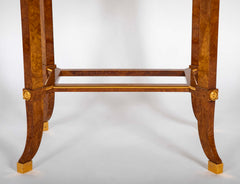 De Coene Freres Burlwood Occasional Table with Leather Top