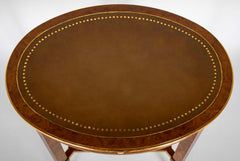 De Coene Freres Burlwood Occasional Table with Leather Top
