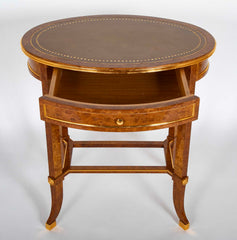 De Coene Freres Burlwood Occasional Table with Leather Top