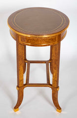 De Coene Freres Burlwood Occasional Table with Leather Top