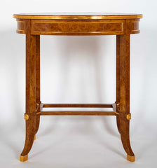 De Coene Freres Burlwood Occasional Table with Leather Top