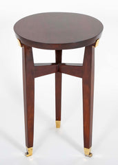 Pair of Round Mahogany Side Tables Attributed to Jacques Quinet