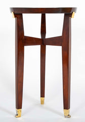 Pair of Round Mahogany Side Tables Attributed to Jacques Quinet