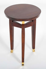 Pair of Round Mahogany Side Tables Attributed to Jacques Quinet
