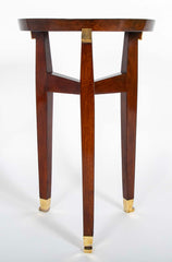 Pair of Round Mahogany Side Tables Attributed to Jacques Quinet