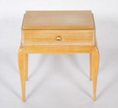 Pair of French Single Drawer Sycamore Veneer Bedside Tables