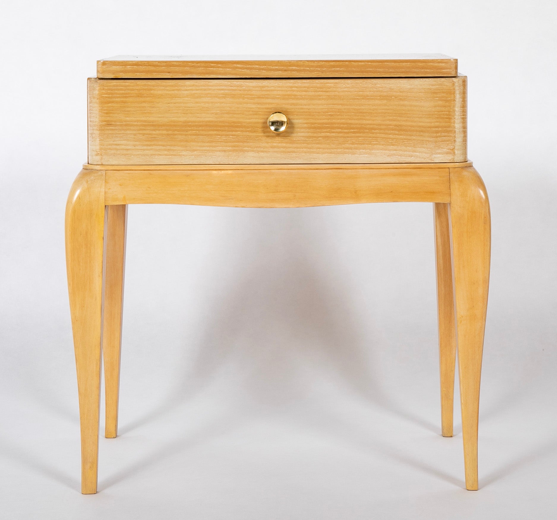 Pair of French Single Drawer Sycamore Veneer Bedside Tables