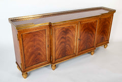 Burl Neoclassical Style Sideboard with Brass Gallery