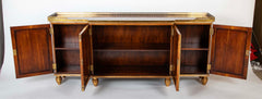 Burl Neoclassical Style Sideboard with Brass Gallery
