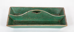 19th Century American Green Painted Pine Cutlery Tray