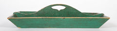 19th Century American Green Painted Pine Cutlery Tray