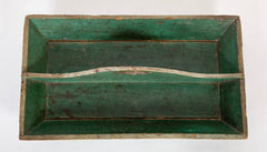 19th Century American Green Painted Pine Cutlery Tray
