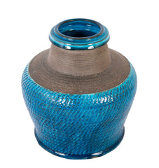 A Nils Kahler Stoneware Vase with Partial Turquoise Glaze