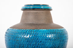 A Nils Kahler Stoneware Vase with Partial Turquoise Glaze