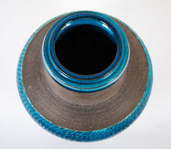 A Nils Kahler Stoneware Vase with Partial Turquoise Glaze