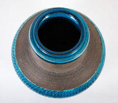A Nils Kahler Stoneware Vase with Partial Turquoise Glaze