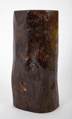 A Japanese Natural Wood Vase with Metal Inlay Decoration