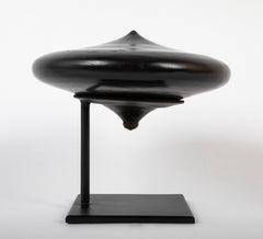 Dayak Hardwood Spinning Top from Borneo with Modern Stand