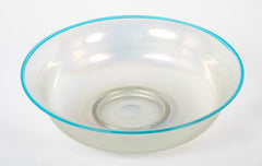 Steuben Verre de Soie Shallow Bowl with Turquoise Rim