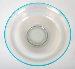 Steuben Verre de Soie Shallow Bowl with Turquoise Rim